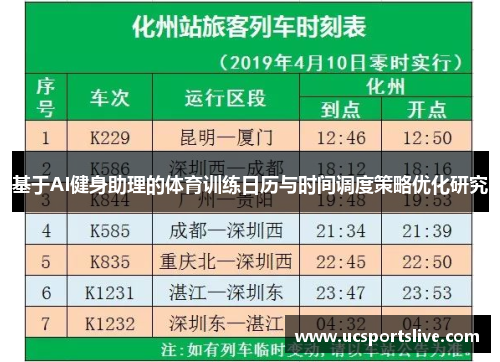 基于AI健身助理的体育训练日历与时间调度策略优化研究